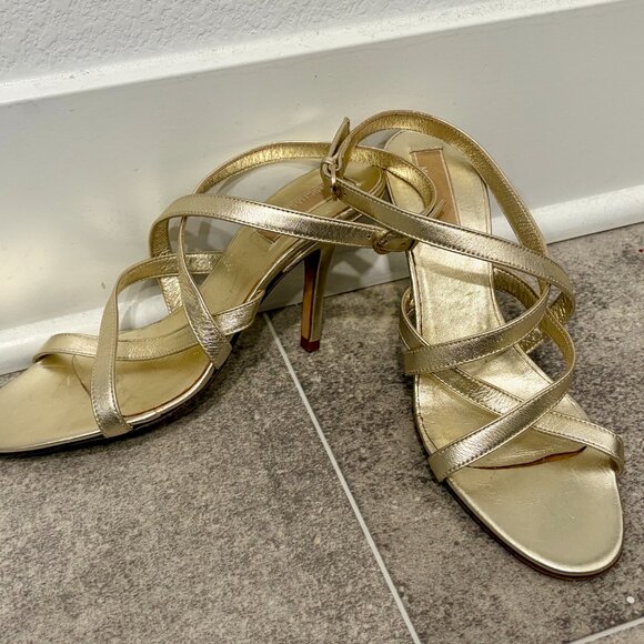 Michael Kors champagne gold strappy ankle wrap heels - Picture 2 of 2
